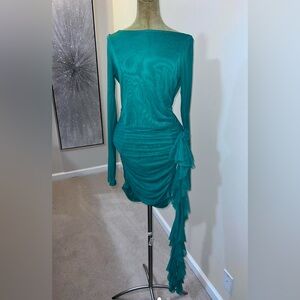 Elegant Teal Long Sleeve Dress